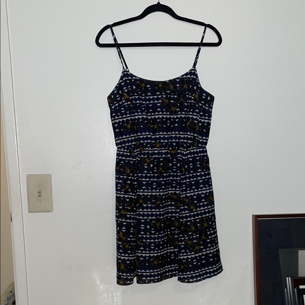 JCrew Navy Blue Patterned Dress